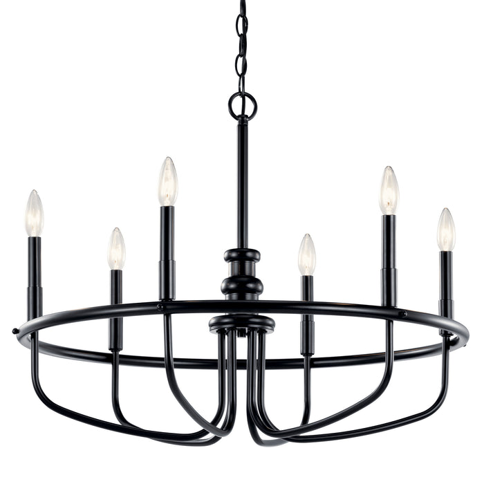 Kichler 52304BK Six Light Chandelier, Black