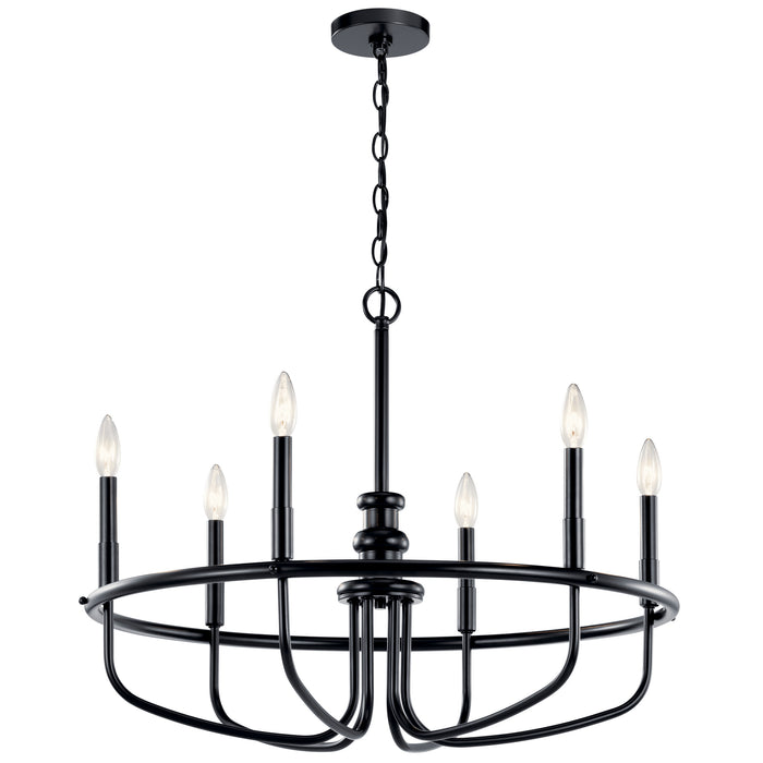 Kichler 52304BK Six Light Chandelier, Black