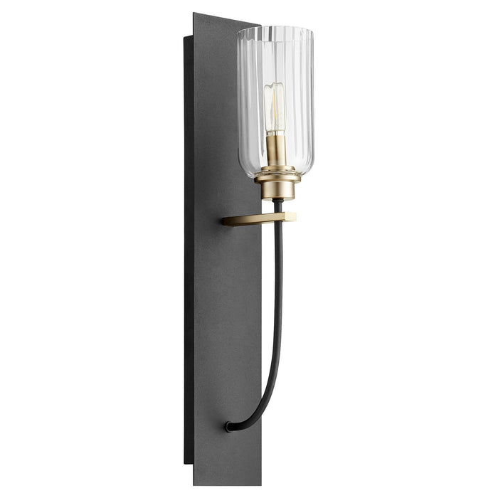Quorum 507-1-6980 One Light Wall Mount, Textured Black w/ Aged Brass