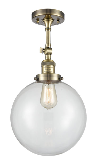 Innovations 201F-AB-G202-10 One Light Semi-Flush Mount, Antique Brass