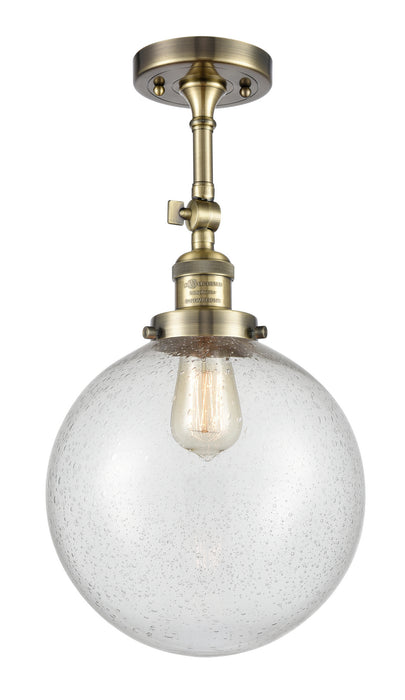 Innovations 201F-AB-G204-10 One Light Semi-Flush Mount, Antique Brass