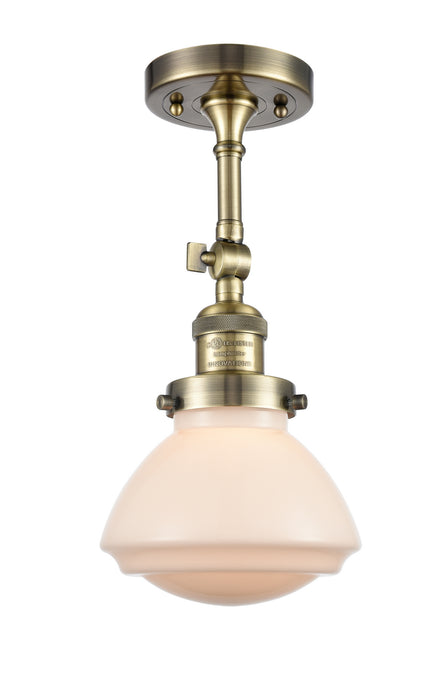 Innovations 201F-AB-G321 One Light Semi-Flush Mount, Antique Brass
