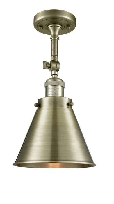 Innovations 201F-AB-M13-AB One Light Semi-Flush Mount, Antique Brass