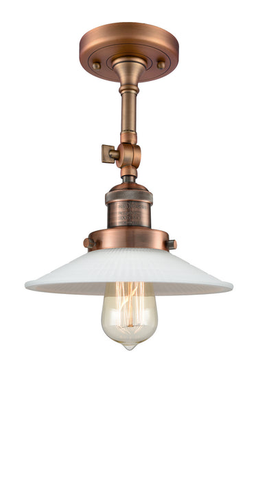 Innovations 201F-AC-G1 One Light Semi-Flush Mount, Antique Copper