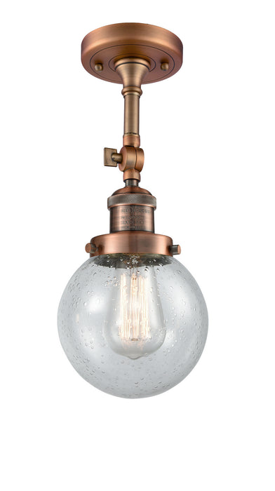 Innovations 201F-AC-G204-6 One Light Semi-Flush Mount, Antique Copper