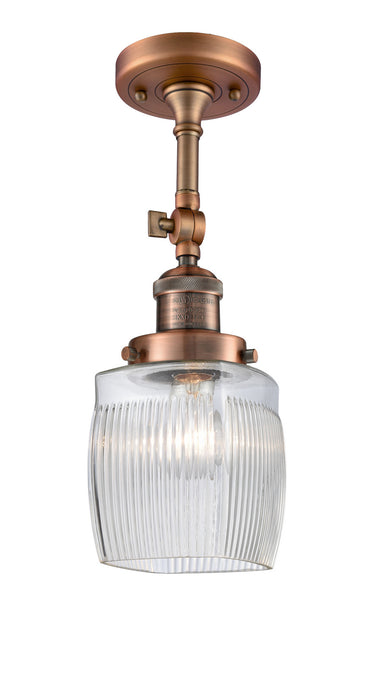 Innovations 201F-AC-G302 One Light Semi-Flush Mount, Antique Copper