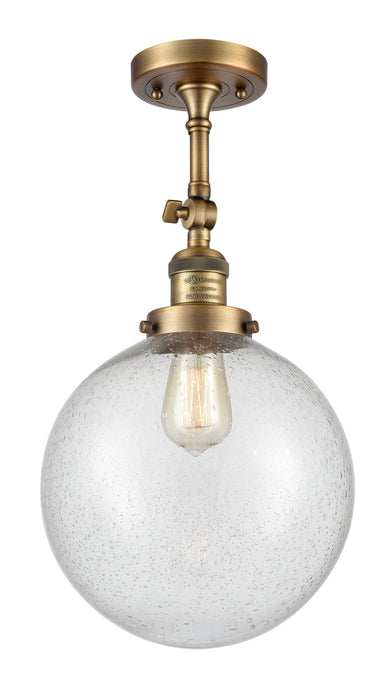 Innovations 201F-BB-G204-10 One Light Semi-Flush Mount, Brushed Brass