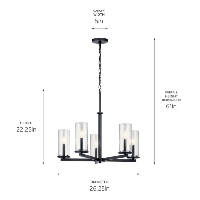 Kichler 43999BK Five Light Chandelier, Black