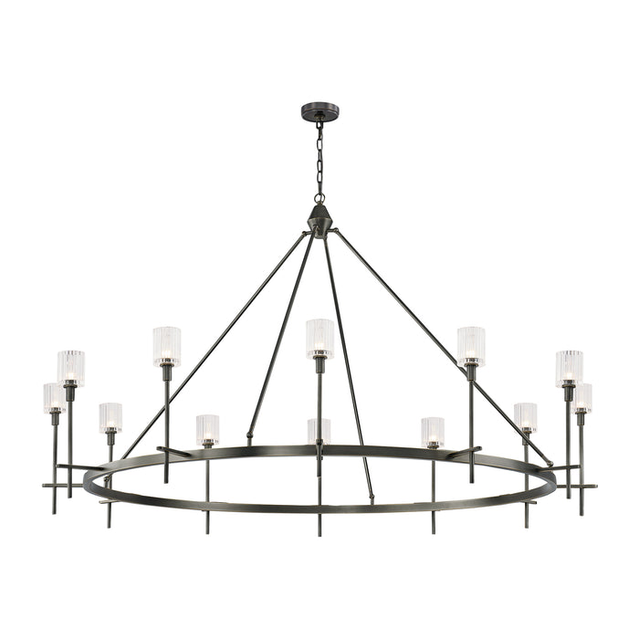 Alora CH314312UBRC 12 Light Chandelier, Ribbed Crystal/Urban Bronze