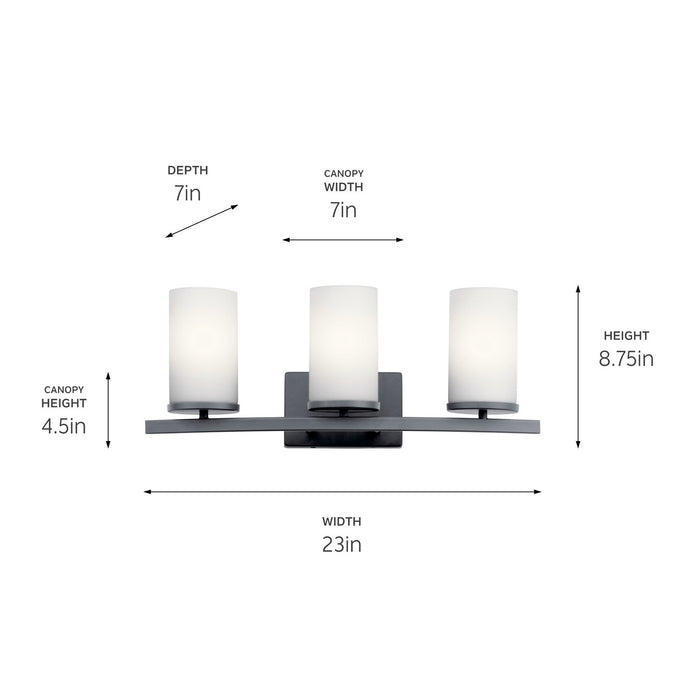 Kichler 45497BK Three Light Bath, Black