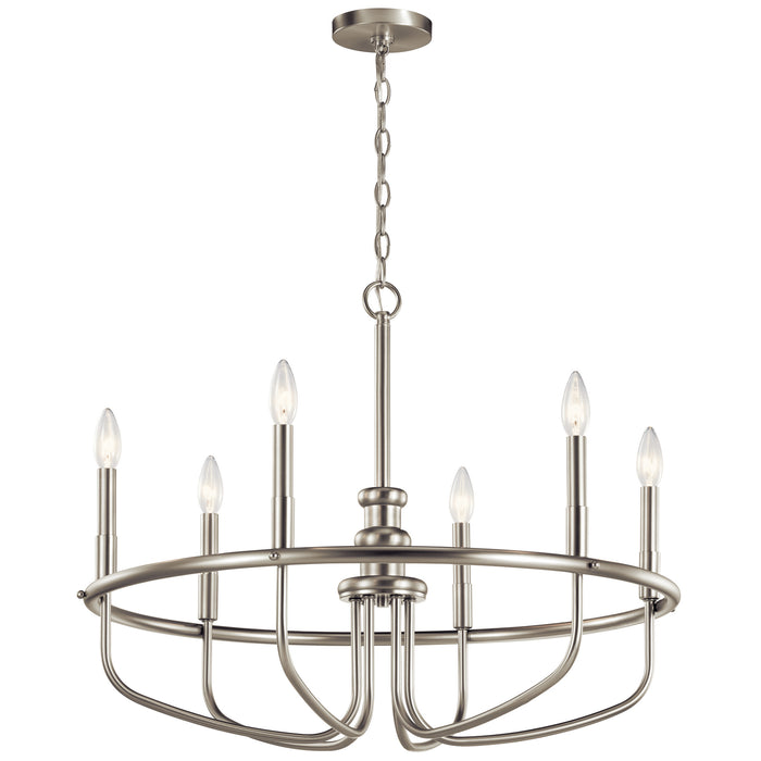 Kichler 52304NI Six Light Chandelier, Brushed Nickel