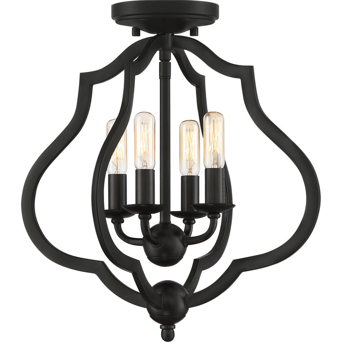 Quoizel OKF1715MBK Four Light Semi-Flush Mount, Matte Black