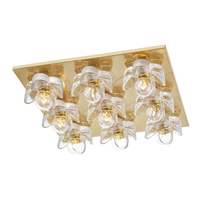 Mitzi H410509-AGB Nine Light Flush Mount, Aged Brass