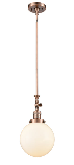 Innovations 206-AC-G201-8 One Light Mini Pendant, Antique Copper