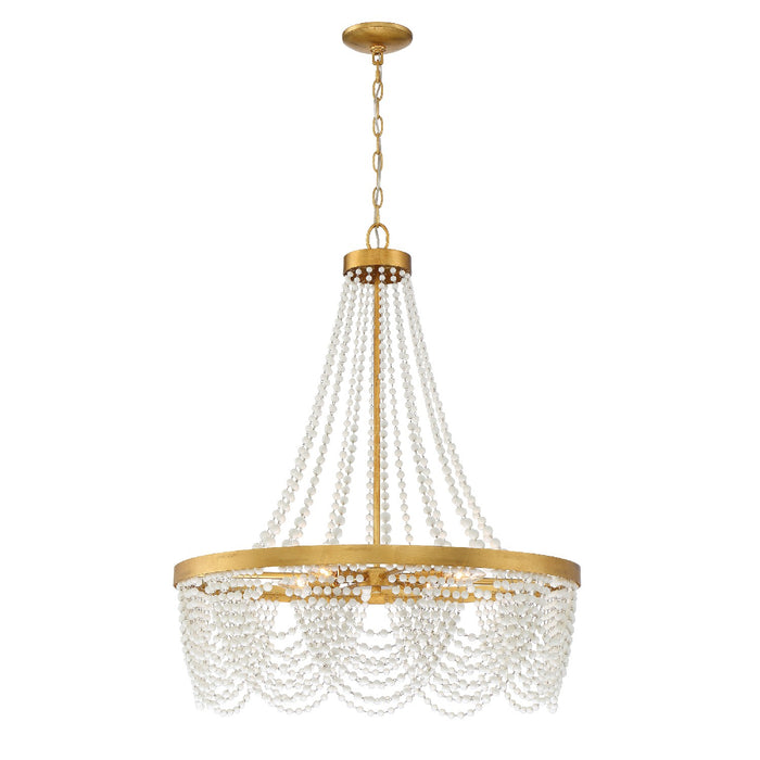 Crystorama FIO-A9104-GA-WH Four Light Chandelier, Antique Gold
