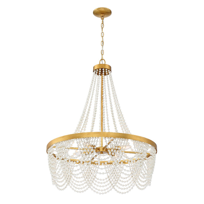 Crystorama FIO-A9104-GA-WH Four Light Chandelier, Antique Gold