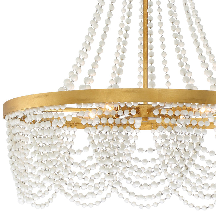 Crystorama FIO-A9104-GA-WH Four Light Chandelier, Antique Gold