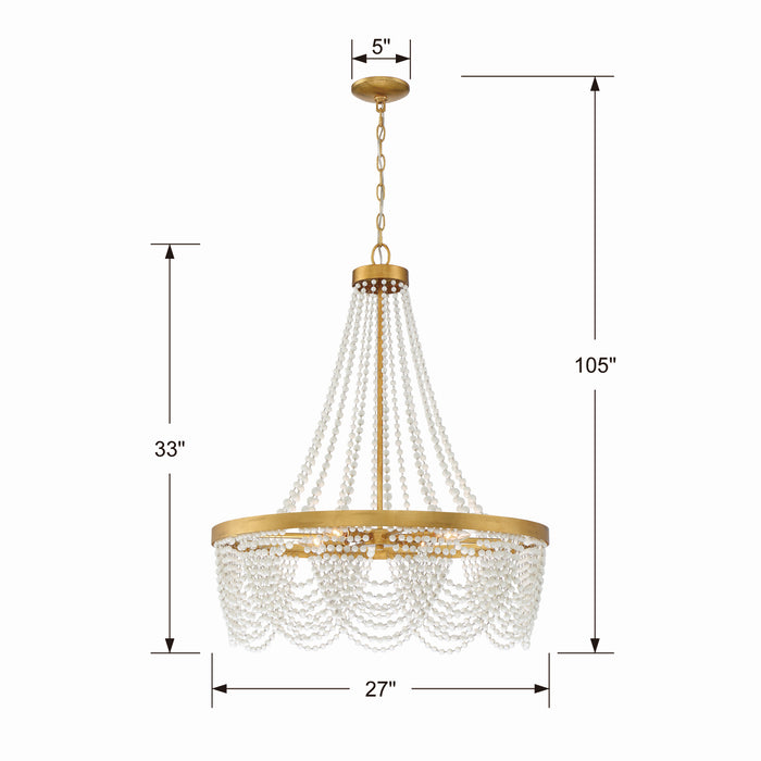 Crystorama FIO-A9104-GA-WH Four Light Chandelier, Antique Gold