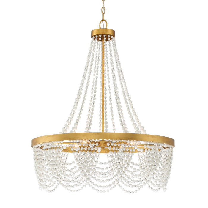Crystorama FIO-A9104-GA-WH Four Light Chandelier, Antique Gold
