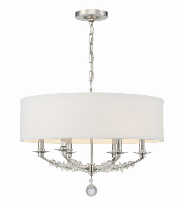 Crystorama 8016-PN Six Light Chandelier, Polished Nickel
