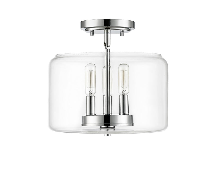 Millennium 46923-CH Three Light Semi-Flush Mount, Chrome