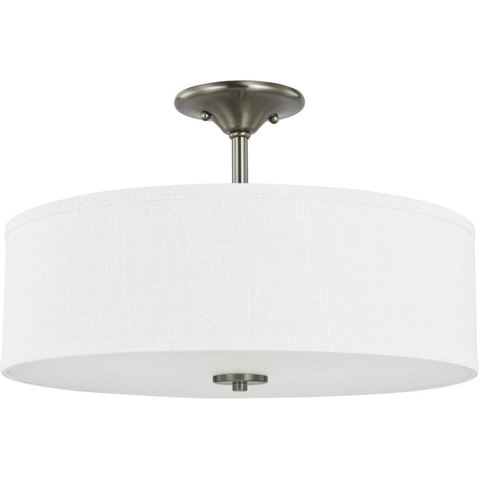 Progress Lighting P350167-009 Three Light Semi Flush Mount, Brushed Nickel