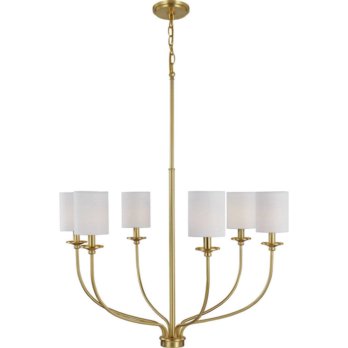 Progress Lighting P400227-012 Six Light Foyer Chandelier, Satin Brass