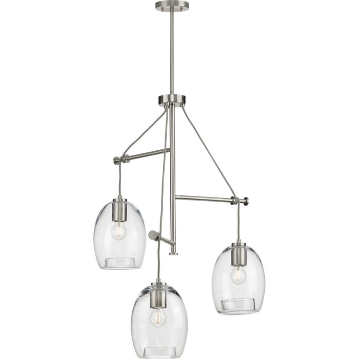 Progress Lighting P500160-009 Three Light Pendant, Brushed Nickel