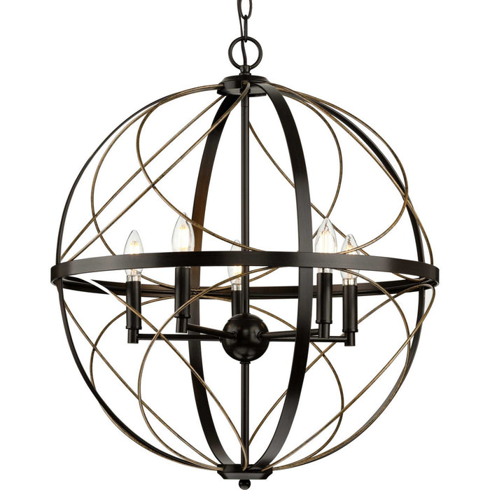 Progress Lighting P500287-020 Five Light Pendant, Antique Bronze