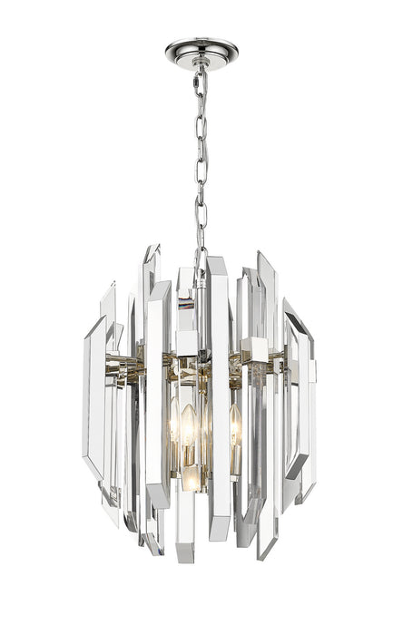 Z-Lite 4006-4PN Four Light Chandelier, Polished Nickel