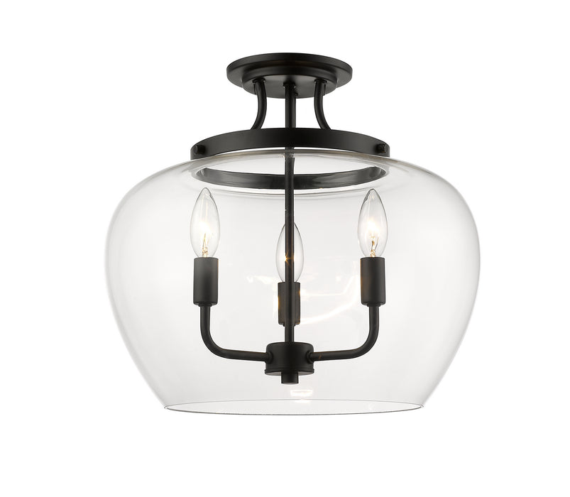 Z-Lite 473SF-MB Three Light Semi Flush Mount, Matte Black