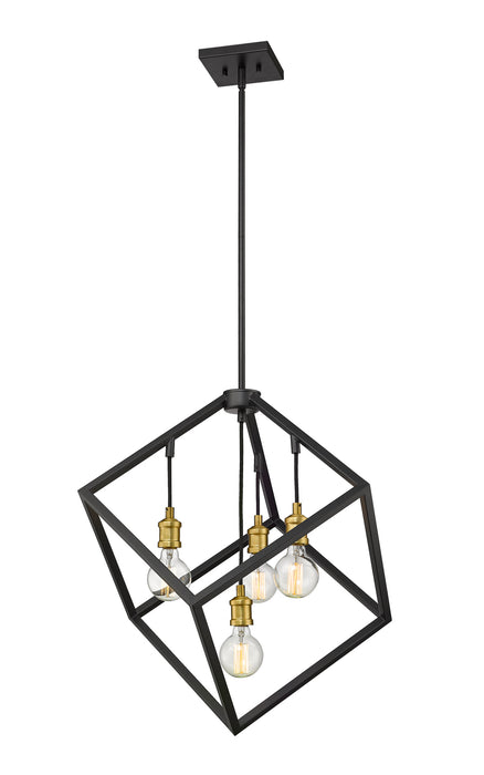 Z-Lite 478P24-BRZ-OBR Four Light Chandelier, Bronze + Olde Brass