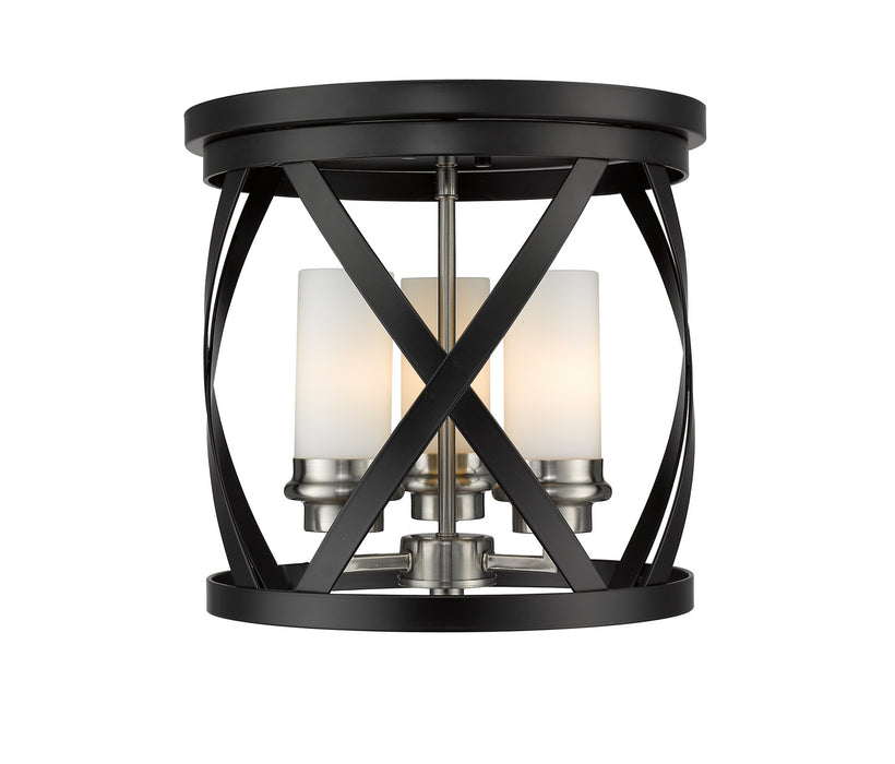 Z-Lite 481F13-MB-BN Three Light Flush Mount, Matte Black + Brushed Nickel
