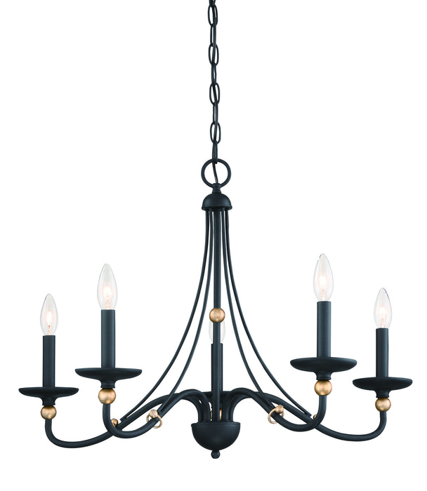 Minka-Lavery 1045-677 Five Light Chandelier, Sand Coal With Skyline Gold Le