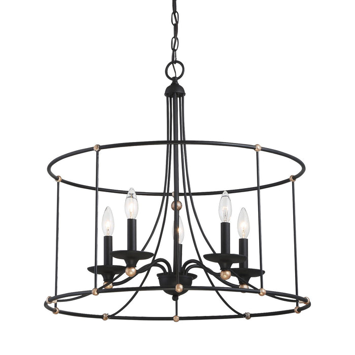 Minka-Lavery 1047-677 Five Light Chandelier, Sand Coal With Skyline Gold Le