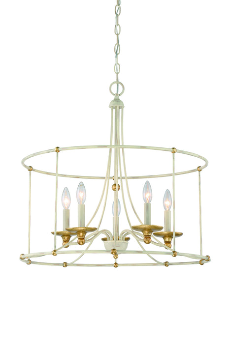 Minka-Lavery 1047-701 Five Light Chandelier, Farm House White With Gilded G