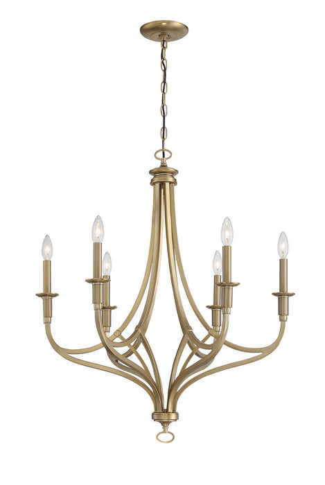 Minka-Lavery 1096-740 Six Light Chandelier, Brushed Honey Gold