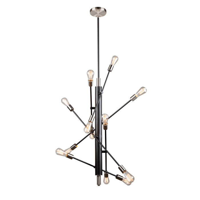 Artcraft AC11255NB 12 Light Pendant, Black & Brushed Nickel