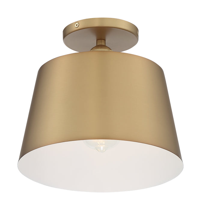 Nuvo Lighting 60-7322 One Light Semi Flush Mount, Brushed Brass / White