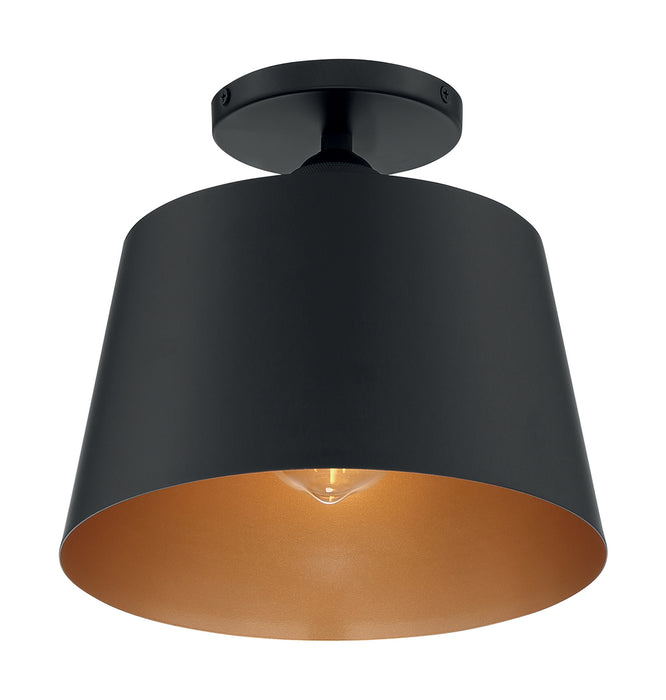 Nuvo Lighting 60-7332 One Light Semi Flush Mount, Black / Gold