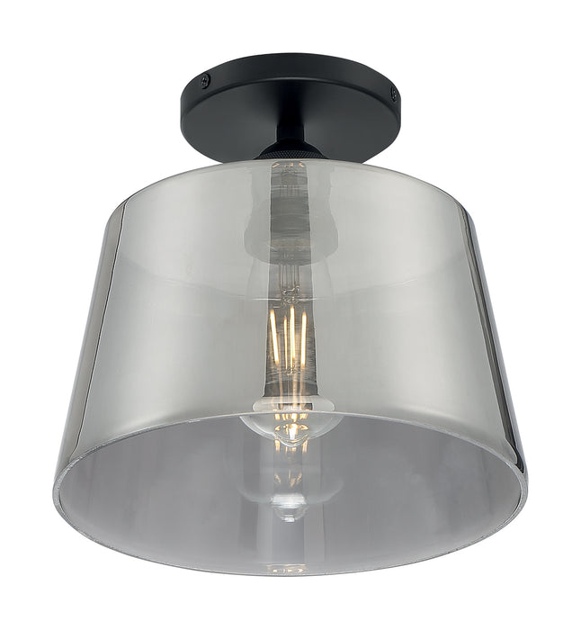 Nuvo Lighting 60-7334 One Light Semi Flush Mount, Black / Smoked Glass