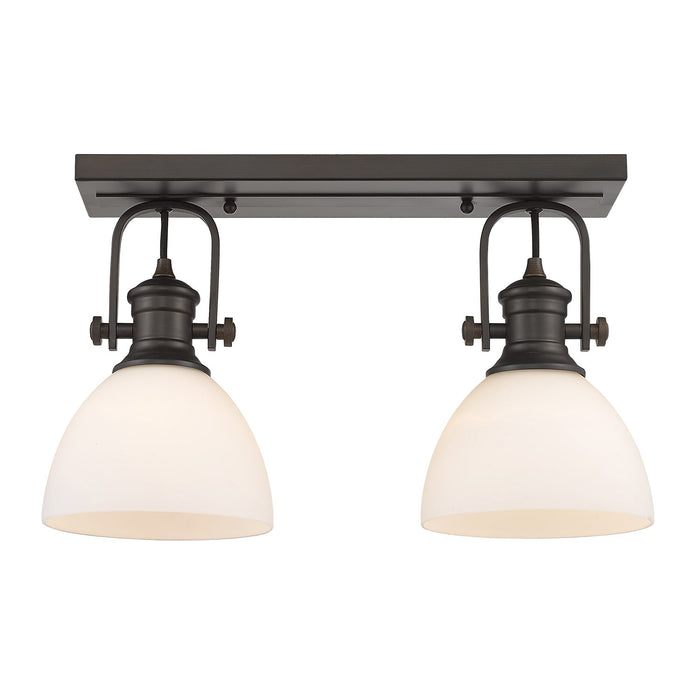 Golden 3118-2SF RBZ-OP Two Light Semi-Flush Mount, Rubbed Bronze
