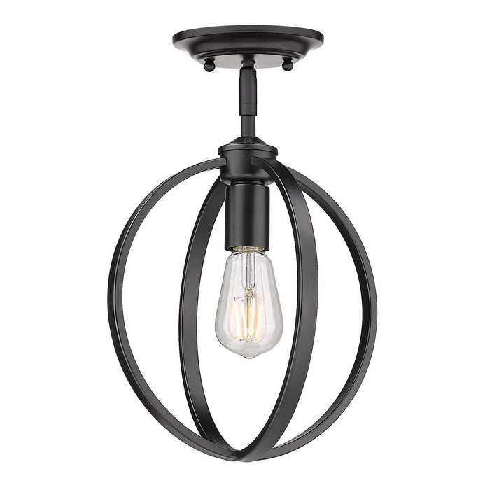 Golden 3167-1SF BLK One Light Semi-Flush Mount, Matte Black