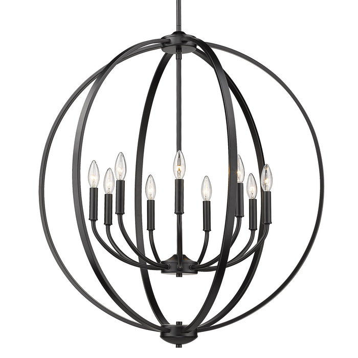 Golden 3167-9 BLK Nine Light Chandelier, Matte Black