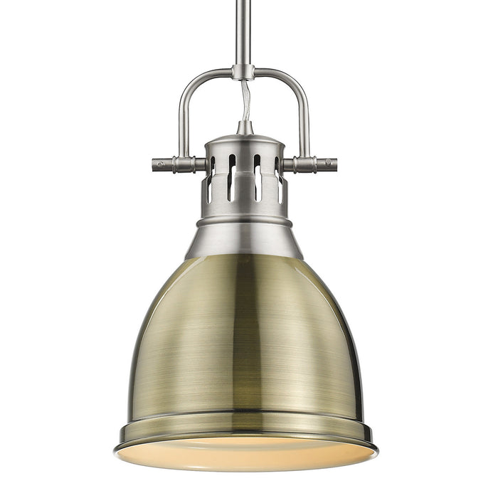 Golden 3604-S PW-AB One Light Pendant, Pewter