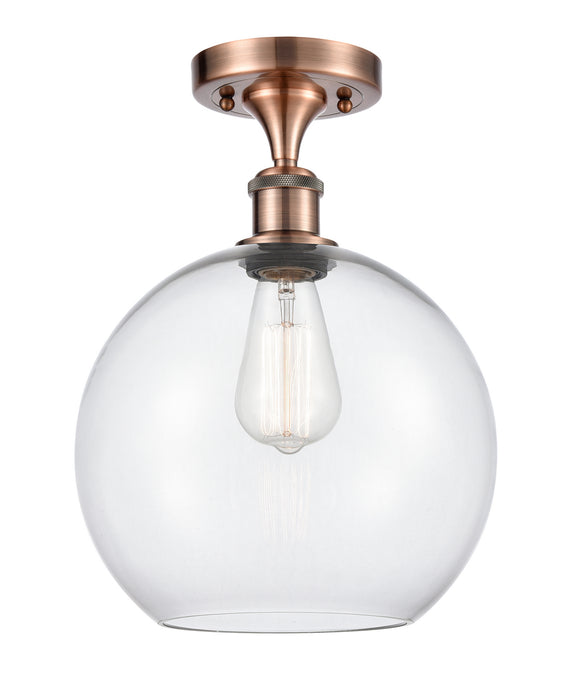 Innovations 516-1C-AC-G122-10 One Light Semi-Flush Mount, Antique Copper