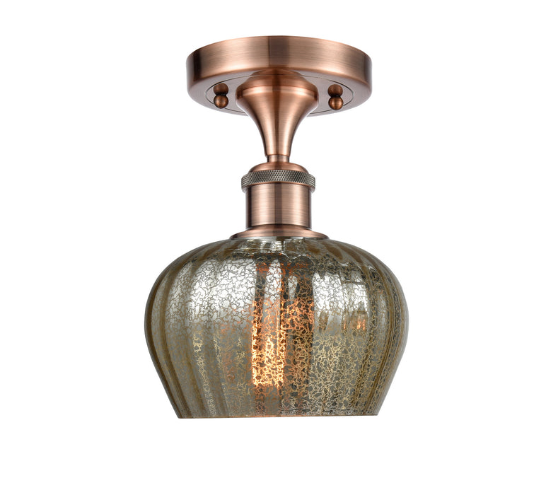 Innovations 516-1C-AC-G96 One Light Semi-Flush Mount, Antique Copper