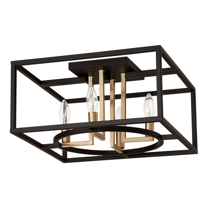 Eglo USA 204606A Four Light Ceiling Mount, Black & Brushed Gold