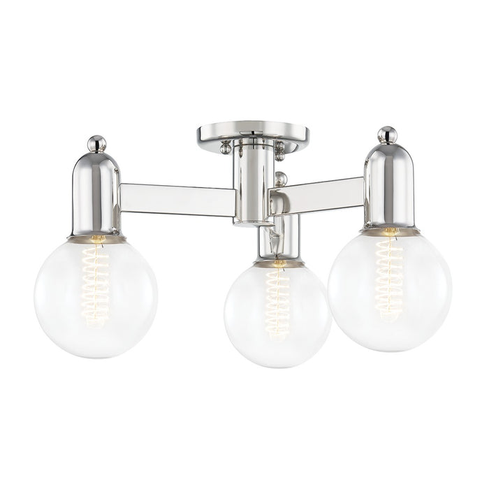 Mitzi H419603-PN Three Light Semi Flush Mount, Polished Nickel