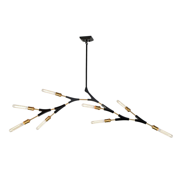 Artcraft AC11538 Eight Light Chandelier, Black & Harvest Brass